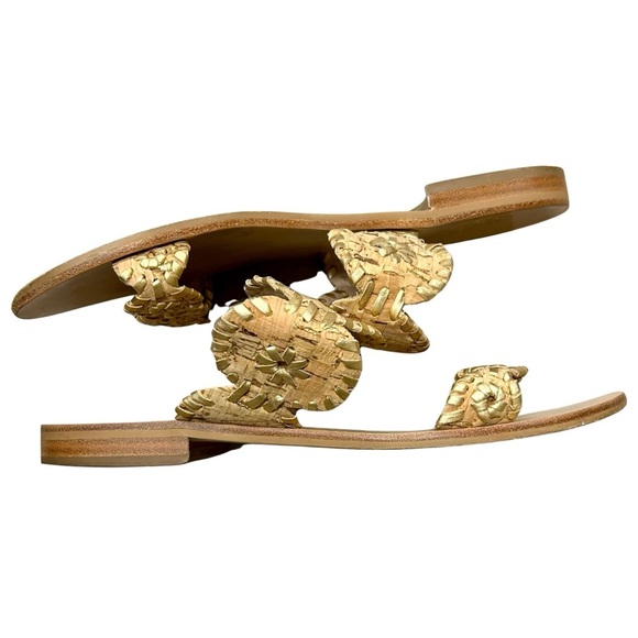 Jack Rogers Gold Cork Circle Slide Sandals | Size 6.5M - Picture 2 of 8